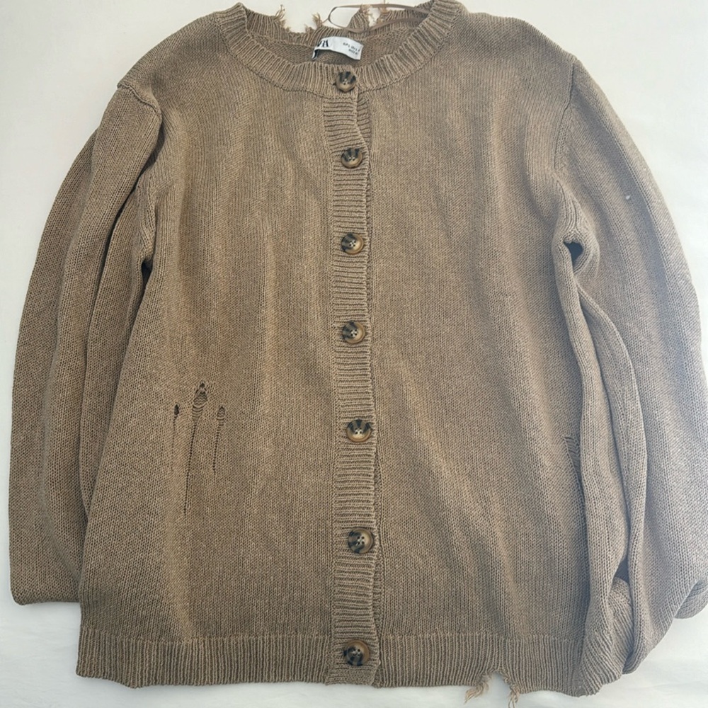 Zara distressed cardigan oversized Size L